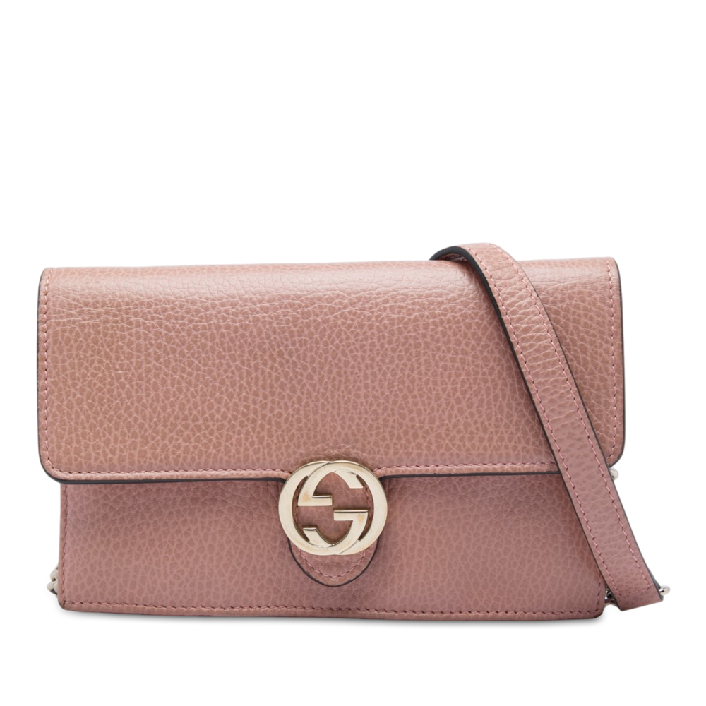 Pre-Loved Gucci Dollar Calfskin Interlocking G Wallet on Chain